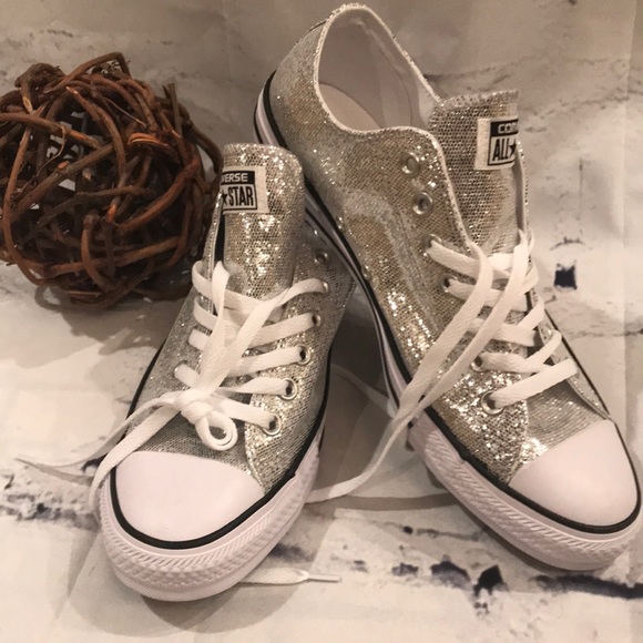 GLITTER Converse Chuck Taylor All Star Ox Silver - Picture 5 of 7